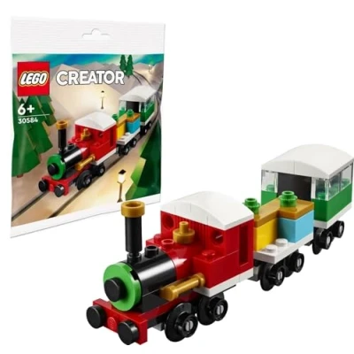 Image of LEGO Creator 6379821 Winter Holiday Train 73 Piece Easy to Build Figurine with Locomotive, Flatbed Wagon, and Carriage for Ages 6 Up, Multicolor