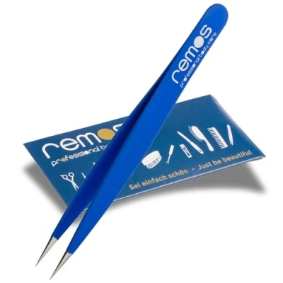 Image of REMOS Splinter Tweezers with Extra fine tip Stainless Steel 9.5 cm Blue