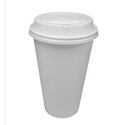 Image of We Can Source It Ltd 12oz Single Wall White Paper Cups with Sipper Lids Great for Tea, Coffee, Cappuccino, Hot Drinks Eco Friendly 100% Compostable Recyclable 200 Pieces