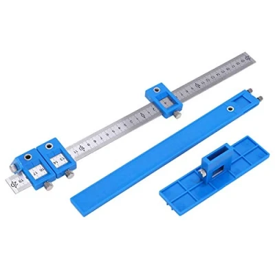 Image of Adjustable Punch Locator Cabinet Hardware Jig Template Measuring Tool Wood Drilling Dowelling Hand