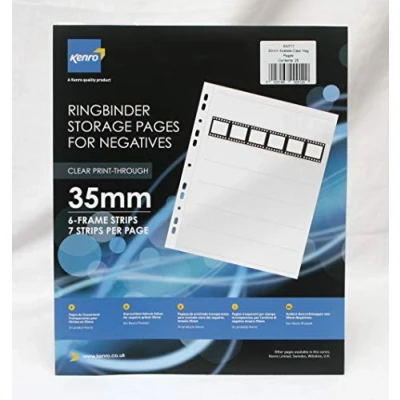Image of Kenro Transparent Negative Pages for Ringbinder 7 Strips of 6 Frame 35mm Film Pack 25 KNF11