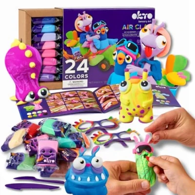 Image of Okto 24 Colors Set Arts and Crafts for Kids, Modelling Clay, Air Dry Clay Non Sticky, Dries in Hours, No Baking Required