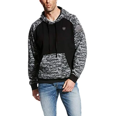 Image of ARIAT Men&#039;s Hoodie Sweatshirt, Patriot Black Digi Camo, L
