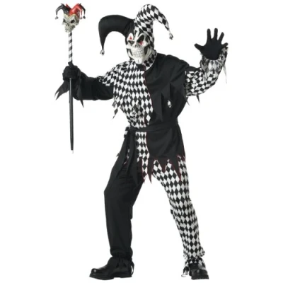 Image of Adult dark jester fancy dress costume Black Small