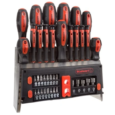 Image of 39 Piece Magnetic Screwdriver Set Tool Kit with Bits and Power Nut Driver Screwdrivers Storage Rack Home Improvement Tools by Stalwart