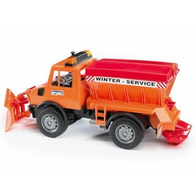 Image of Bruder Mercedes Benz Unimog Winter Service with Snow Plough