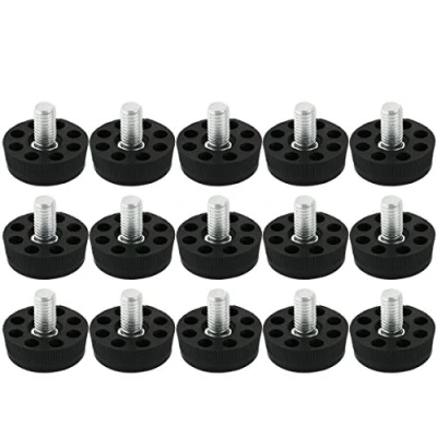 Image of Sourcingmap Furniture Table Chair 8 Holes Base Adjustable Leveling Foot M8 x 10mm Male Thread 15pcs Black