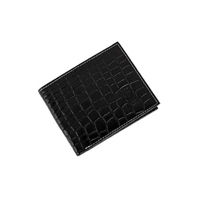 Image of Designer J Wilson Real Genuine Mens Leather Wallet Crocodile Look with Gift Box (Green/Black)