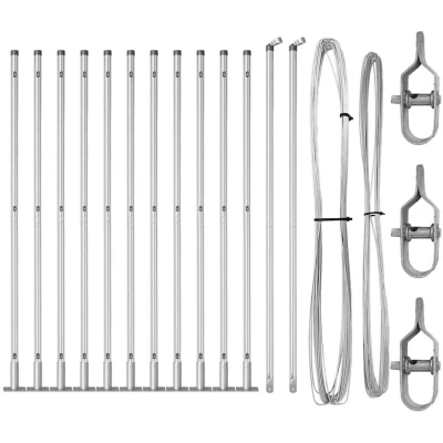 Image of vidaXL Fence Posts with Base Plates 13 pcs Ø32mm 68.5cm Galvanised Steel
