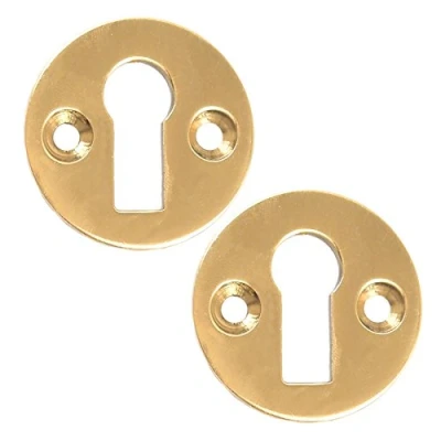 Image of 2X Brass 35mm Keyhole Door Escutcheons
