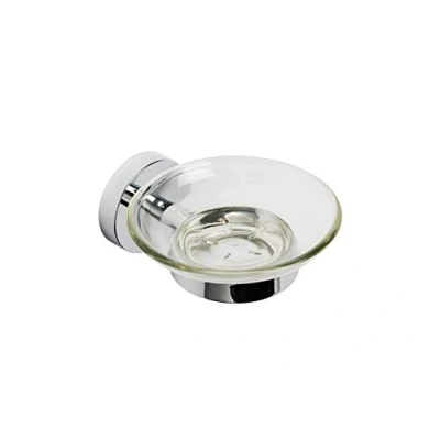 Image of Flexi Fix Clear Soap Dish &amp; Chrome Holder for Sink Epsom Croydex