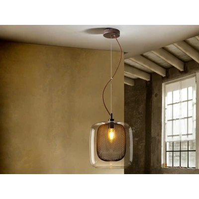 Image of Fox Pendant Light Cylindrical, Chocolate 1x E27