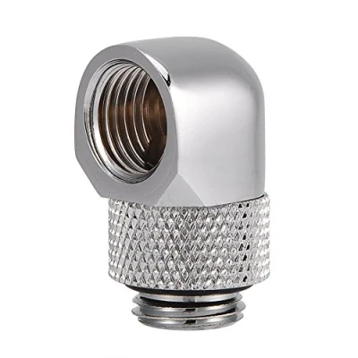 Image of Richer R Water Cooling Thread Elbow Connector,Water Fitting,90 Degrees PC Two Touch Fitting G1/4 Barb Connector for Tube (Silver)
