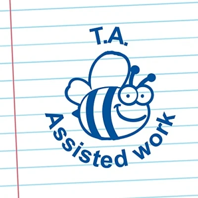 Image of T.A. Assisted Work Teacher Stamp 22mm Blue Ink, Reinkable^