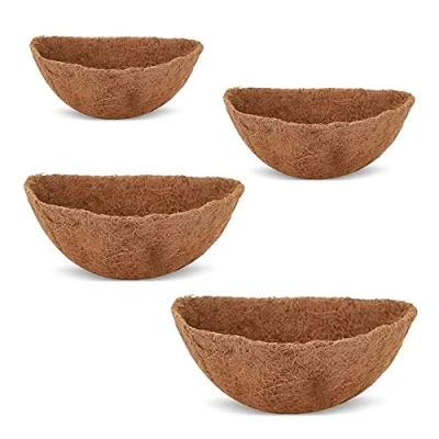 Image of AK XING 16 Inch Half Round Coco Liner, Liner for Hanging Basket Wall Flower Basket, Coconut Fiber Planter Liners Garden Flowers Pots