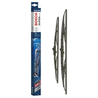 Image of Bosch SuperPlus Spoiler SP21/18S Front Windscreen Wipers Set of 2 Replacement Blades Comes with Pre assembled Quick Clip Adapter Blades, 530mm/450mm