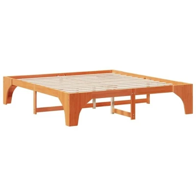 Image of Floor Bed Frame with Storage Brown 200 x cm Solid pine wood Vidaxl