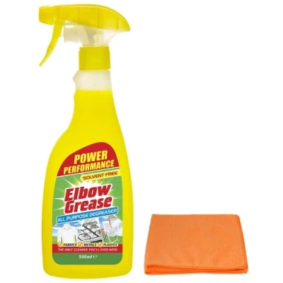 Image of Elbow Grease All purpose Degreaser Spray 500 ml Effective Cleaner Formula for Kitchen, Fabric, and Metallic Surfaces with Ultra Absorbent Microfibre Cleaning Cloth