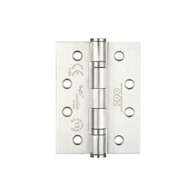 Image of Chivrose Ltd Zoo ZCHSS243 Grade 13 Fire Rated Ball Bearing Hinge 102 x 76 3mm Sold as a PAIR + Screws (Satin Stainless Steel (SSS))