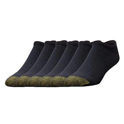Image of Gold Toe Men&#039;s Cotton Liners Athletic Sock 6Pack 10 13 / Shoe: 6 12.5 Black