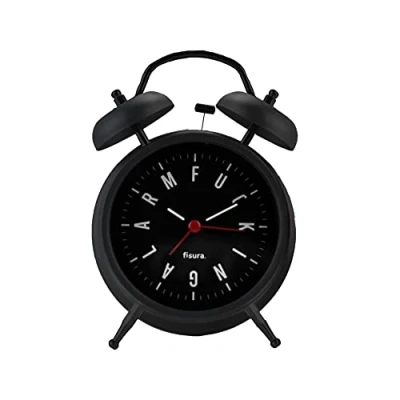 Image of FISURA Analogue Alarm Clock, Metal, Black, Standard