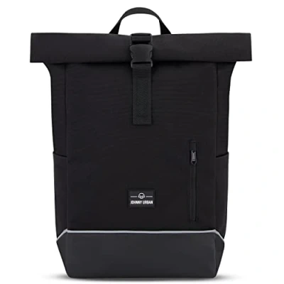 Image of Johnny Urban Bike Pannier Bag for Bicycles Black Robin Medium 2 in 1 Cycling Roll Top Backpack &amp; Rear Rack Cycle Rucksack Water Repellent