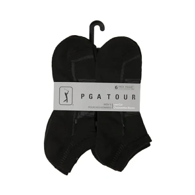 Image of PGA Tour Golf Socks for Men 6 Pack Men&#039;s Low Cut Sport Socks, Black (Size 7 12)