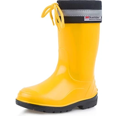 Image of Ladeheid Children&#039;s Girl&#039;s Boy&#039;s Rubber Wellington Boots LA 939 (Yellow, 10 UK Child)