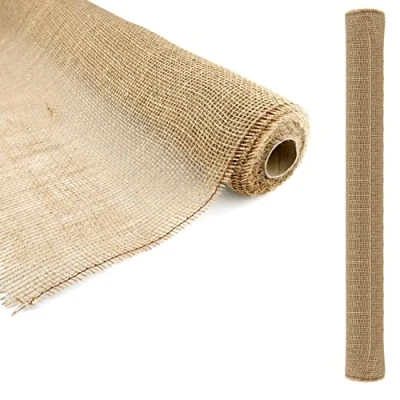 Image of D.RECT 100 x 500 cm Jute Ribbon Natural Brown Deco Packing Tape Gift Craft Width 5 Metres for: Packaging, DIY Art Crafts, Floristry, Decoration