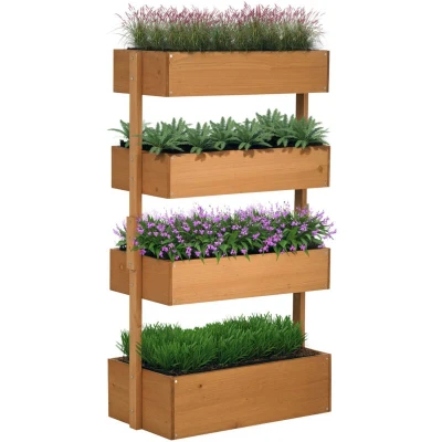 Image of Outsunny 4 Tier Raised Garden Bed Vertical Planter Box Orange