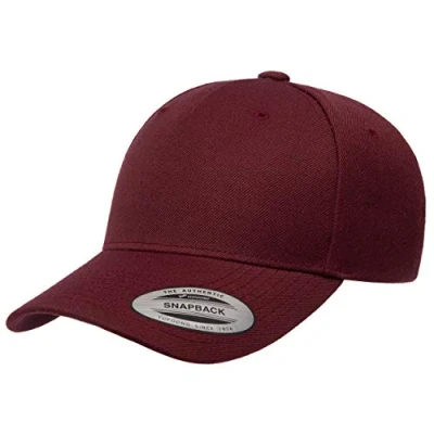 Image of Yupoong Men&#039;s Yp Classics 5 Panel Premium Curved Visor Snapback Cap, Maroon, One Size