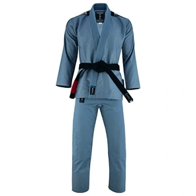 Image of Playwell Pro Mens BJJ GI Jiu Jitsu Uniform Suit (Comes with Free Ju White BELT) Grey (A4)