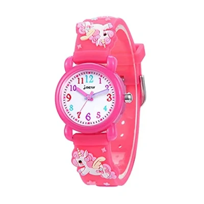 Image of Anloo Toddler Kids Children Watch,3D Cute Cartoon Silicone Band Wristwatches Time Teacher Gifts Watches for Girls Toddlers (Unicorn,Rose Red,Style 2)