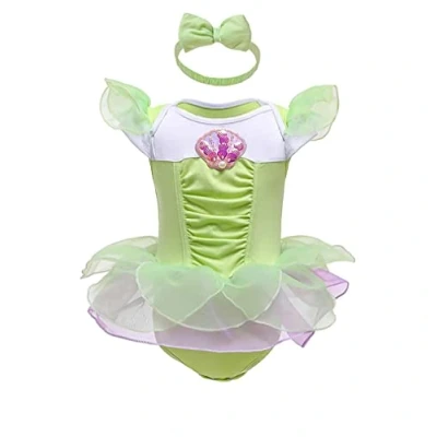 Image of Lito Angels Baby Girls Tinkerbell Fancy Fairy Dress Up Costume Infant Bodysuit Romper with Bow Headband Age 18 24 Months, Green 334