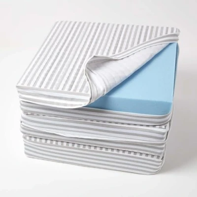 Image of HOMESCAPES Soft Quilted Cushion Cover for 3 Seater Orthopaedic Sofa Armchair Booster Cushion, 100% Cotton Washable Rectangle with Zip, 150 x 50 10cm Grey Stripe
