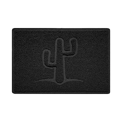Image of Nicoman Cactus Embossed Shape Door Mat Dirt Trapper Jet Washable Doormat (Use Outdoor ONLY) (60x40cm/23.6x15.7inches, Small) Black
