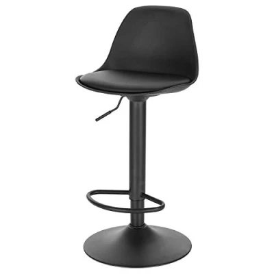 Image of EUGAD Bar Stool Black Kitchen Counter Island Chair Single, Soft Leatherette PU Seat, Solid Adjustable Gas Lift Frame 0651BY 1