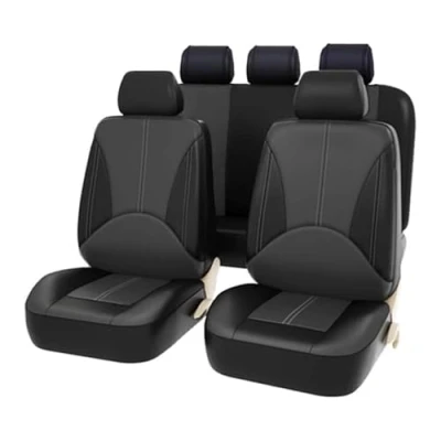 Image of ZQYCD Car Seat Cover Sets for Toyota Yaris Hybrid 2020 2024, Front Rear Protectors Leather Waterproof Non Slip Breathable Cushion Covers Accessorie,B/Black Grey