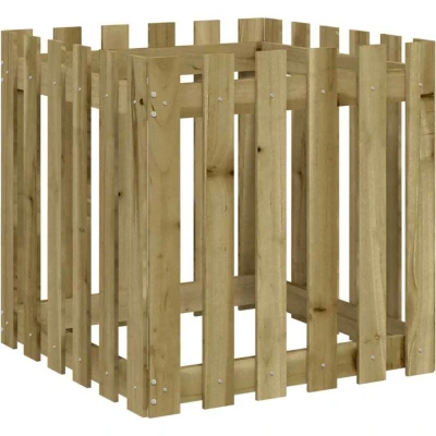 Image of vidaXL Garden Planter with Fence Design 60x60x60 cm Impregnated Wood Pine