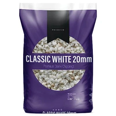 Image of UNIQUE HOME LIVING Decorative Stone Chippings Rock Slate Garden Patio Gravel Aggregates Pathway Driveway Natural Stones Pebbles CLASSIC WHITE 10 20mm