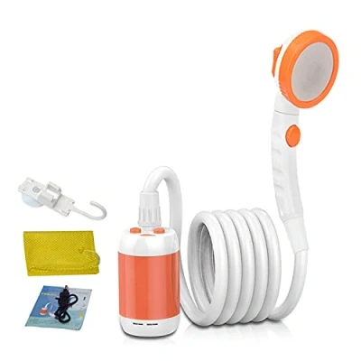 Image of Portable Shower camping Outdoor Electric Hand Built in 5000mAh Large Capacity Rechargeable for Indoor or (Orange)