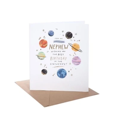 Image of UK Greetings Birthday Card for Nephew Universe Design