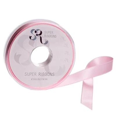 Image of SR SUPER RIBBONS®™ Full Reel 10mm Double Faced Satin Ribbon, 20 Metres on Baby Pink