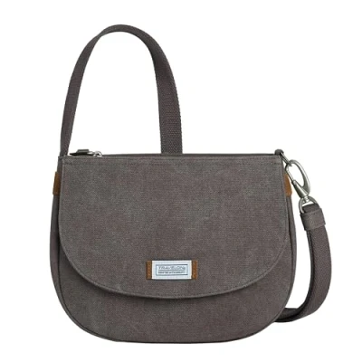Image of Travelon Unisex&#039;s Anti Theft Heritage Saddle Crossbody, Pewter, One Size