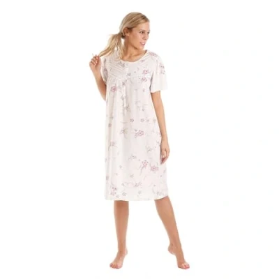 Image of Lady Olga Ladies Nightie Jersey Floral Short Sleeve Nightdress Nightwear Purple 10/12