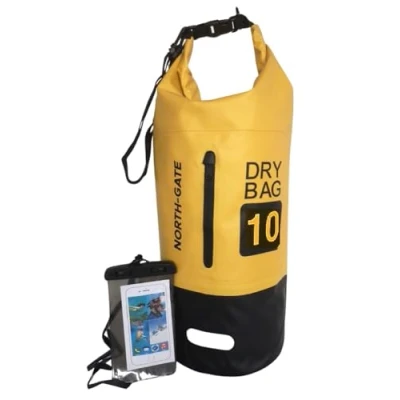 Image of Waterproof Dry Bag 5L 10L 20L 30L Lightweight Large Capacity Sack with Phone Pouch Organizer Storage Bags Long Adjustable Strap Canoe/Fishing/Rafting/Swimming/Snowboarding (10L, Yellow)