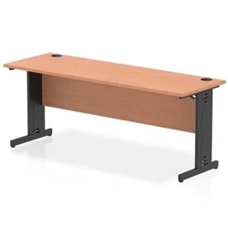 Image of Impulse 1800x600mm Straight Desk Beech Top Black Cable Managed Leg