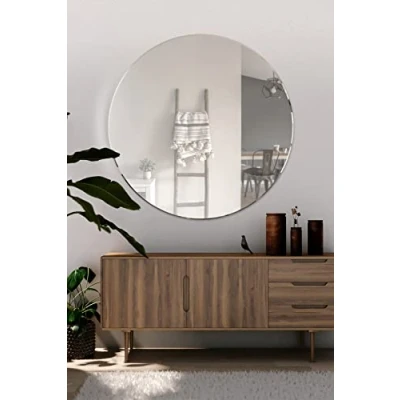 Image of MirrorOutlet YC094 All Glass Bevelled Classic Design Round Mirror 100 x 100CM 3ft3 3ft3, Frameless