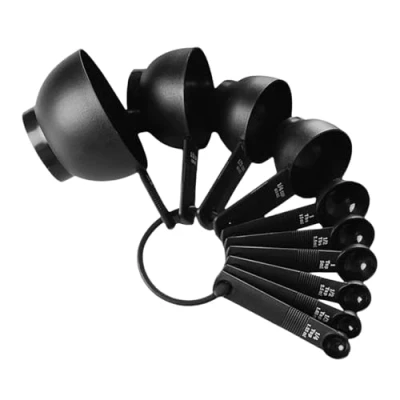 Image of Measuring Cups and Spoons Ensemble Polymer Set by Grips Etched Measurements, Stackable Cups, Perfect for Baking, Dry Liquid
