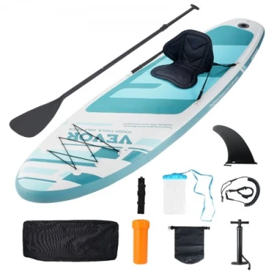 Image of VEVOR Inflatable Stand Up Paddle Board, 10&#039; x 33&quot; 6&quot; Wide SUP Paddleboard with Removable Kayak Seat, Board Accessories, Pump, Paddle, Fin, Backpack, Ankle Leash, and Repair Kit, for Youth &amp; Adults